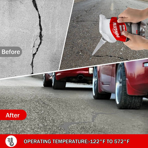 2-Pack Concrete Crack Filler And Sealant Quick-Drying Waterproof Repair Sealant in use on cracked driveway surface