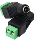Hassle Free Dc 5.5 To 2.1Mm Female Barrel Adapter With Secure 2 Pin Screw Terminals For Cctv Cameras And Led Strip Lights 20 Pack, black and green connectors.