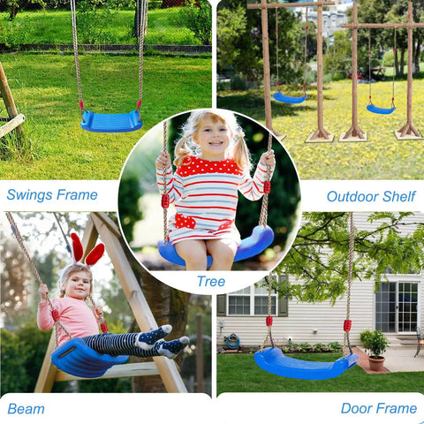 Kids Outdoor Swing Seat With Extra Thick Rope And Adjustable Height From Fifty Five To Seventy One Inches for playground use