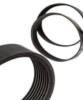 Premium Motor Drive Belt Set For 12.5 Inch Portable Planers, Made In Usa Heavy Duty Rubber V Belts, display of two replacement belts.