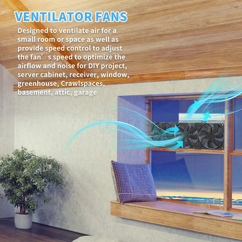 Heavy Airflow 3x120mm 14 Inch Computer Fan With AC Plug 110V To 240V Variable Speed Cooling Kit installed in window