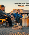 Bonfire Heat Deflector For Fire Pits, Boost Warmth And Comfort With A Wide Heat Radius, Durable 304 Stainless Steel, Portable Camp Essential with people around a fire pit in the desert