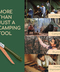 Foldable Camp Saw With 11.4 Inch SK5 Steel Blade, One-Hand Operation, secure lock, ergonomic handle visible alongside outdoor activities