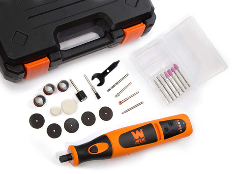 Cordless Rotary Tool Kit With 7.2V Li Ion Power, Variable Speed From 5,000 To 25,000 RPM, 24 Piece Accessory Set and Case