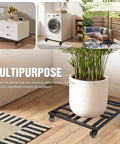 22 Inch Heavy Duty Plant Caddy With Four Wheel Rolling Metal Stand 600 Pound Capacity Square Plant Dolly indoors and outdoors