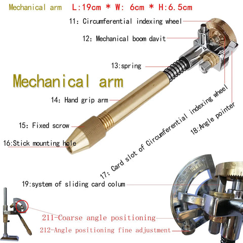 No Sweat Setup Meets Slick Precision In This 96 Tooth Gem Faceting Indexing Wheel With Adjustable Single Fork Angle Manipulator. Mechanical arm with circumferential indexing wheel.