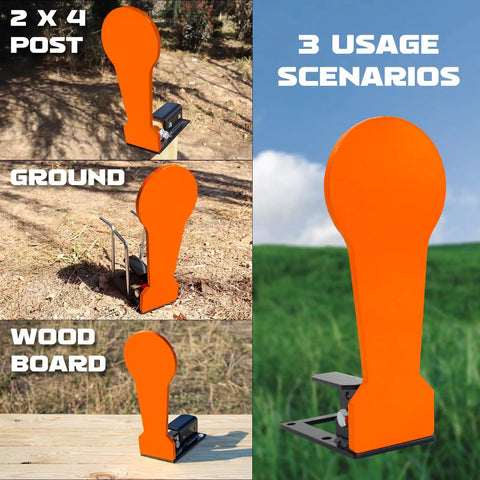 Three Eighths Inch AR500 Popper Steel Target 12 Inch Pop Up Resetting Shooting Target With Audible Hit Feedback, three setup options.