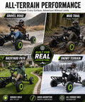 Four 63cc Gas Off Road Go Karts For Kids Teens And Adults On Gravel, Mud, Grass, And Snow