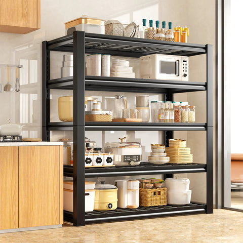 Heavy Duty 5 Tier Metal Garage Shelving Unit With 3200 Lbs Capacity Monster Storage Space Adjustable Industrial Storage Shelves For Garage Basement Pantry Warehouse 36W X 16D X 72H holding kitchen items