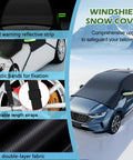 All Season Magnetic Windshield Cover For Ice And Snow, Universal Fit For Cars, SUVs, And Trucks, side straps and reflective strip