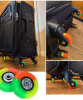 Heavy Duty 50Mm Luggage Replacement Wheels Featuring 18Mm Wide Rim Rock Solid Ball Bearings And Hassle Free Mounting Kit For Smooth Suitcase Travel Repair on a black suitcase.