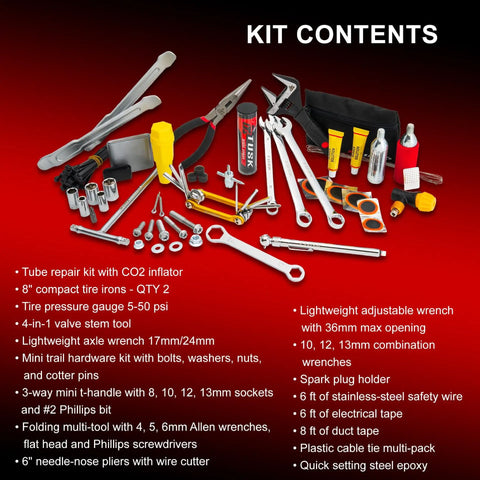 Compact Must Have Trail Saver Tool Kit With Fanny Pack Or Tri Fold Case Axle Wrench 17mm 24mm CRV Steel Hand Tools