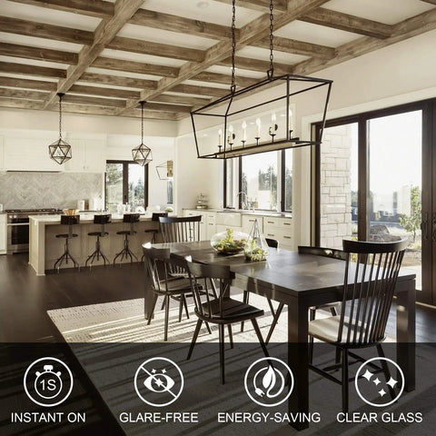 Modern dining room with Dimmable E12 LED Candle Bulb 4000K Daylight For Chandeliers And Ceiling Fans, Vintage B11 Clear Glass lighting