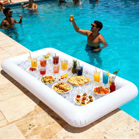Inflatable Serving Bar And Mesh Food Covers Combo Set For Outdoor Buffets And Parties Portable Beverage Station With 2 Inflatable Coolers