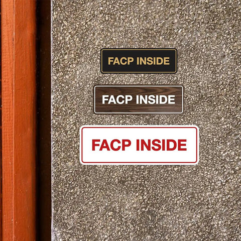 FACP Inside Fire Safety Sign Red Medium Indoor Signage With Durable Construction And Strong Double Sided Foam Tape Included For Easy Wall Mount 1 Pack