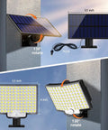 Outdoor Solar Lights 106 LED Motion Sensor Flood Lights IPX5 Waterproof 120 Degree Wide Beam with 16.4ft Cable