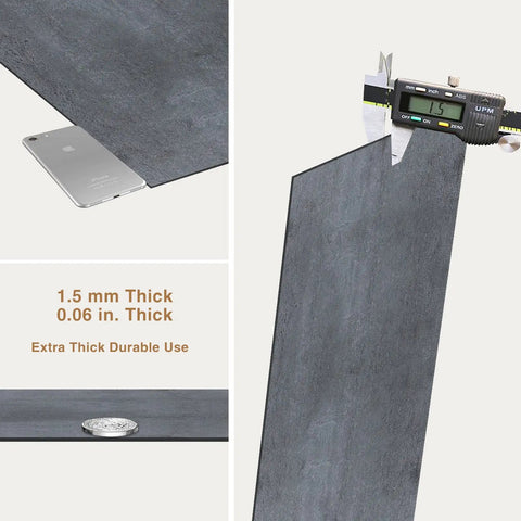 Measurement of Peel And Stick Vinyl Floor Tiles 12x12 Inches Self Adhesive One Point Five Millimeter Thick Black Flooring