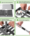 Step-by-step guide assembling Lawn Leveling Rake With Stainless Steel Long Handle Pro Grade, showing parts and connections.