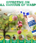 Image of 2 Pack 16 Oz Bee And Wasp Spray With Natural Peppermint Oil For Outdoor Use Kills Yellow Jackets Hornets Carpenter Bees Safe For Your Yard And Garden Insect Repellent Easy To Use, showing spray bottle near fruit tree with wasps.