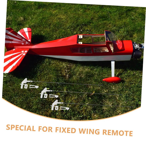 20 Pack Heavy Duty Metal RC Airplane Linkage Stoppers Plus Adjustable Push Rod Connectors For Fixed Wing Models Quick Swaps DIY Mods Rock Solid Flyin Gear on a red remote control airplane.