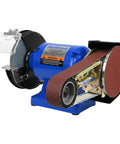 Heavy Duty 1 HP Workhorse Industrial Belt And Bench Grinder Combo Featuring Multitool Attachment for precision sanding and polishing.