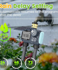 Solar Powered Sprinkler Timer With Brass Inlet Dual Outlet Garden Hose Controller Programmable Watering System With Rain Delay