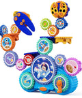 Colorful gear building toys for kids electric and manual construction set featuring space theme for ages 3 to 12.