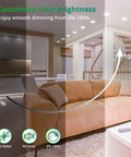 Living room with adjustable 12 Pack 4 Inch Recessed LED Downlights With Junction Box Easy Install 6 CCT Selectable feature