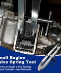 Valve Spring Compressor Tool For Small-Engines Replacement Part 750-174 in use on engine block, manual screw system shown
