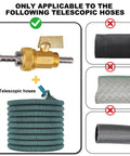 Expandable Hose Repair Kit With 0.353-Inch Hose Barb GHT Adapters shown with brass valve and compatible hose types.