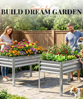 Heavy Duty Raised Garden Bed With Legs 48 By 24 By 32 Inches Galvanized Elevated Planter Box for backyard with flowers