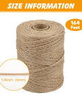 Heavy Duty Natural Sisal Rope For Cat Scratcher And Scratching Posts One Quarter Inch By One Hundred Sixty Four Feet No Dyes Safe Natural Fiber Ideal For DIY Cat Trees Scratching Furniture Crafts Gardening And Home Decor. Image shows 164 ft spool of natural sisal rope highlighting size information.