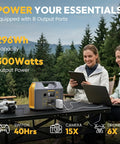 Two people using Portable Power Station With 300W Solar Generator And Two 110V Pure Sine Wave Outlets 296Wh Pack outdoors