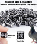 100 Pieces Black Aluminum Pigeon Leg Rings For Bird Identification And Training, 2027 ARPU Serial Number Bands illustration