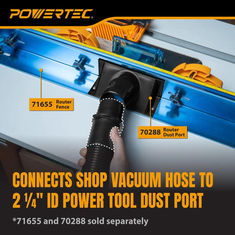 Pwercat 2-1/2 To 2-1/4 Inch Dust Collection Reducer Adapter Hose Converters Fit Shop Vac And Woodworking Systems ABS plastic hose connecting to router dust port.