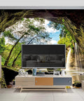 Epic Forest Landscape Wall Mural With Waterfall And Jungle Scene For Living Room And Bedroom, 160 By 108 Inch Fabric Wall Art