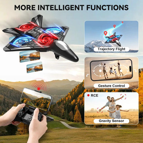 Dope Camera Equipped RC Plane With Light For Kids And Adults Foam Drones 360 Degree Flip Stunts One Key Takeoff And Landing