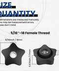 Heavy Duty 5/16 18 Thread Star Knobs Rock Solid Grip No Sweat Hand Tightening Clamping Screws Pro Grade Nylon And Galvanized Steel Body Quick Install For Machine Shop Gear size dimensions shown with specifications