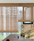 2 Pack Silver L Shaped Brackets With Wing Nuts For Roman Shades supporting bamboo woven shades installation, close-up view