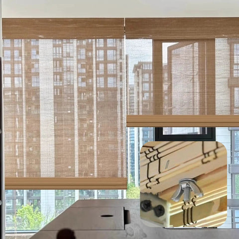 2 Pack Silver L Shaped Brackets With Wing Nuts For Roman Shades supporting bamboo woven shades installation, close-up view