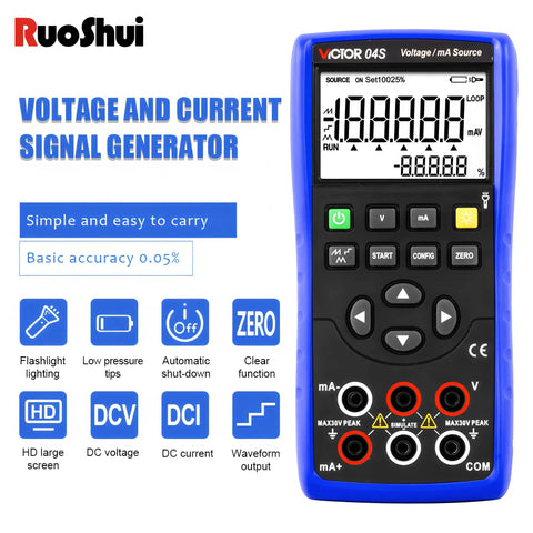 Pro Grade All In One Calibration Tool 04 Plus Multi Function Calibrator For Temperature, Voltage And Current Source With Dual Input, large LCD display