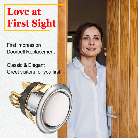 Two Pack Lighted Doorbell Button Replacement For Easy No Fuss Wired Setup Classic Round Rim Button With Lighted Center