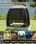 Pop Up Screen House Gazebo Igloo Canopy With Mosquito Netting Sides Instant UV Resistant Sun Shelter for backyard, beige, 6x6.