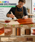 Person applying Hella Vivid 9 Color Wood Dye Powder Bundle Super Fast Dry Pigment For Furniture Flip Indoor Outdoor waterproof stain.