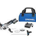 Rock Solid Heavy Lifter 20V Compact Circular Saw Kit Packs One Rapid Battery Three Versatile Cutters And A Sturdy Tote with charging station.