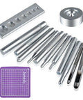 14-Piece Rivet Setter Kit For Leather Work Pro-Grade Stainless Steel Snap Rivet Tools With Non-Slip Base Die Punch Craft Kit