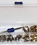 AC Repair Kit With O Ring Set And Valve Cores For Cars Removal Tool R12 And R134a Compatible Includes 270 Piece O Ring Assortment And 40 Piece Valve Core Kit, open case