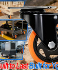 Close-up of a 4 Inch Caster Set Of 4 Dual Locking PU Casters with 2400Lb capacity on furniture and equipment