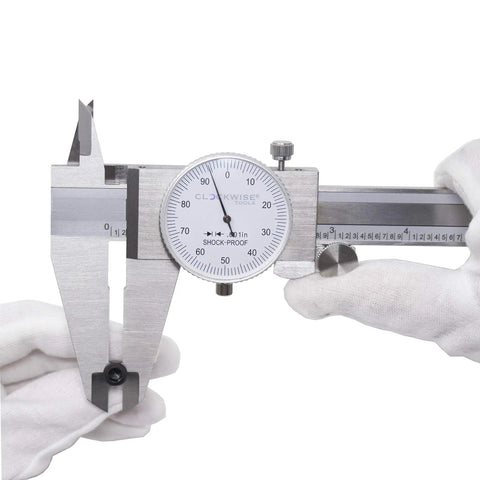 Dial Caliper 0-8 Inch Stainless Steel With Double Shock Proof Design For Home DIYers And Pros, 1.5 Inch Dial, Precise Measurements And Smooth Sliding SAE Measuring Tool
