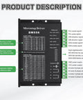 Digital DM556 Stepper Driver for CNC Projects, showing connection ports and reference tables for running, standby, and subdivision settings